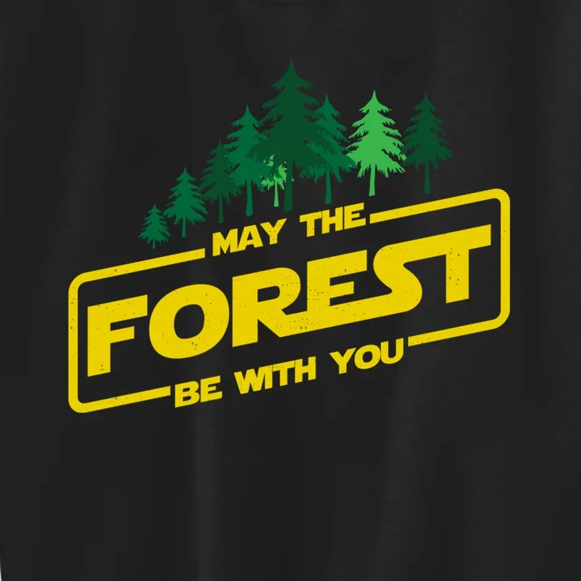 May The Forest Be With You Funny Earth Day Camping Space Pun Kids Sweatshirt