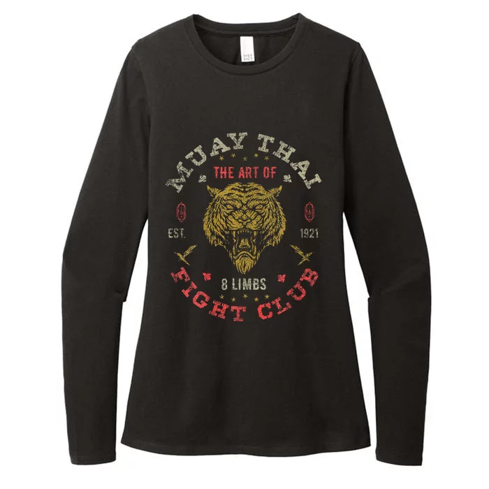 Muay Thai Fighter Vintage Twin Tiger Art Of 8 Limbs Womens CVC Long Sleeve Shirt