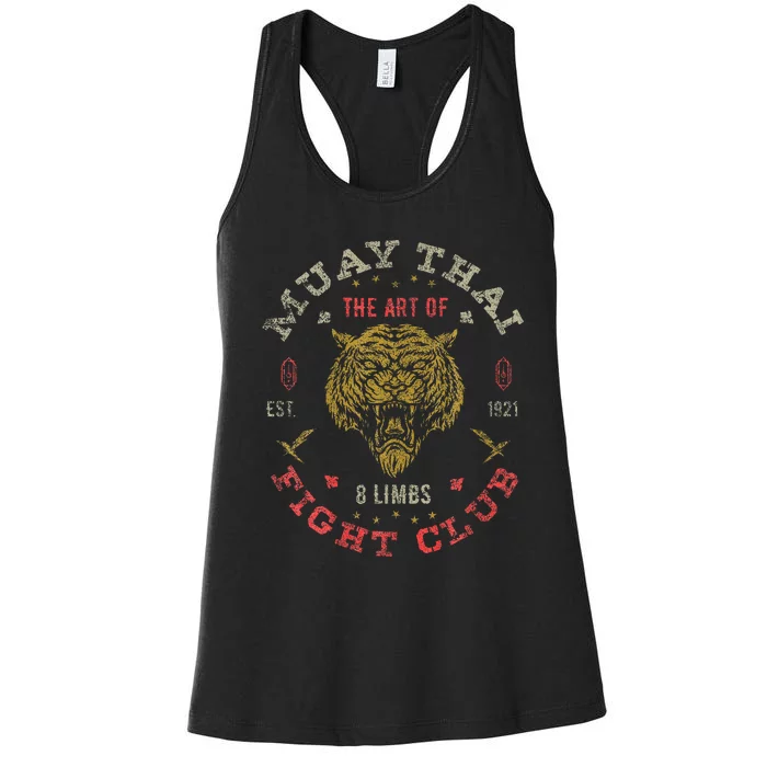 Muay Thai Fighter Vintage Twin Tiger Art Of 8 Limbs Women's Racerback Tank