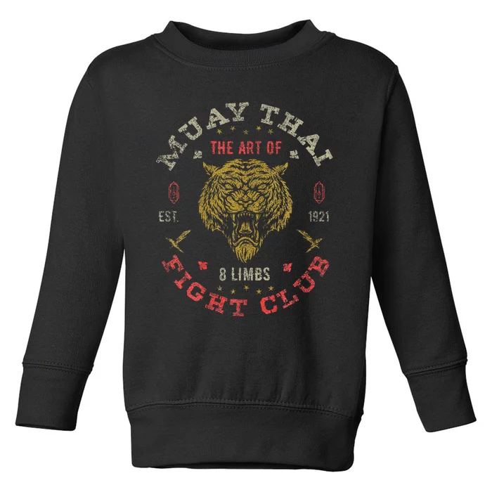 Muay Thai Fighter Vintage Twin Tiger Art Of 8 Limbs Toddler Sweatshirt