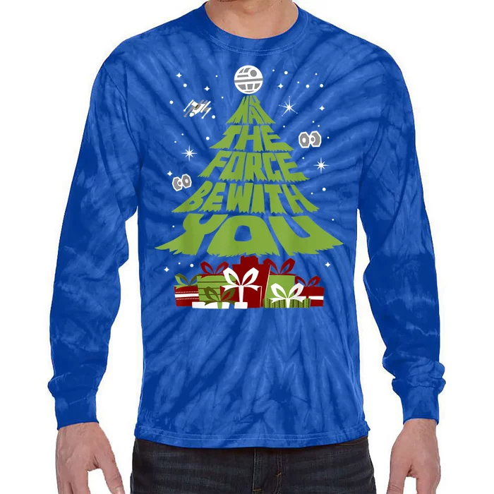 May The Forth Be With You Christmas Tree Tie-Dye Long Sleeve Shirt