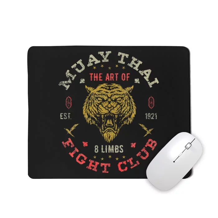 Muay Thai Fighter Vintage Twin Tiger Art Of 8 Limbs Mousepad