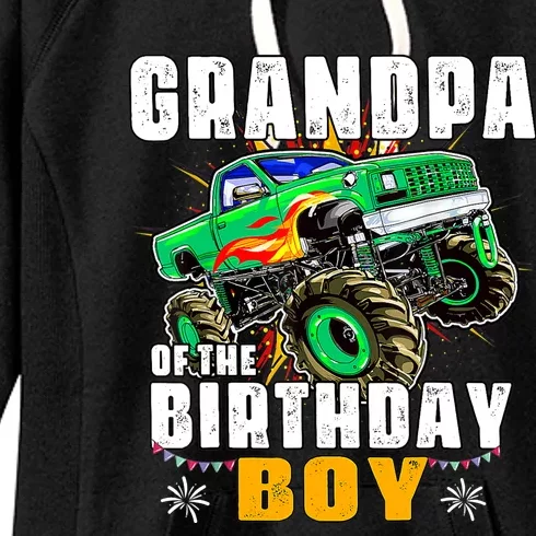 Monster Truck Family Matching Grandpa Of The Birthday Boy Women's Fleece Hoodie