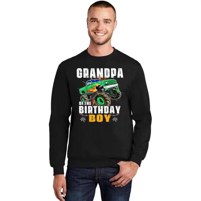 Monster Truck Family Matching Grandpa Of The Birthday Boy Tall Sweatshirt