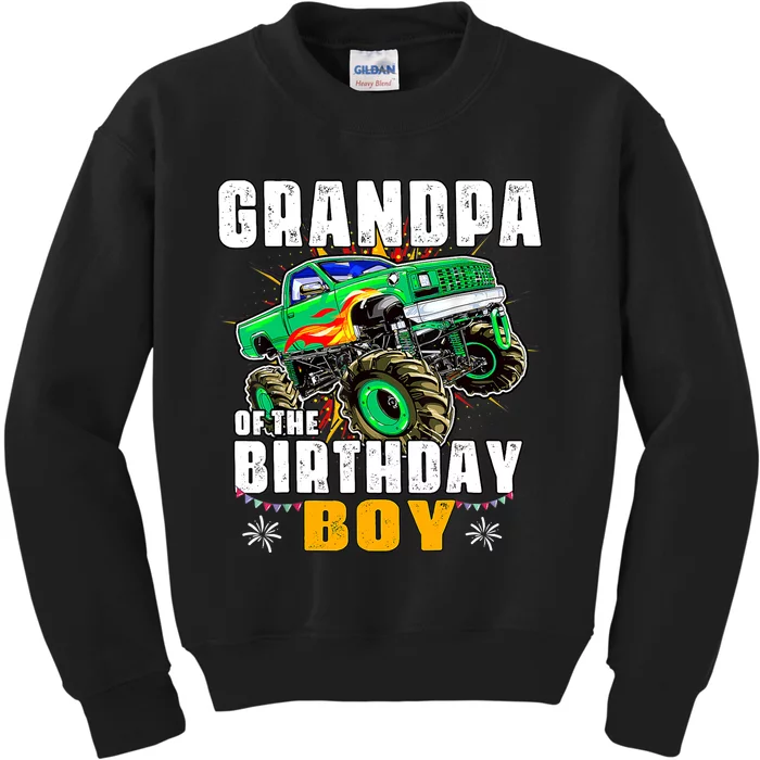 Monster Truck Family Matching Grandpa Of The Birthday Boy Kids Sweatshirt