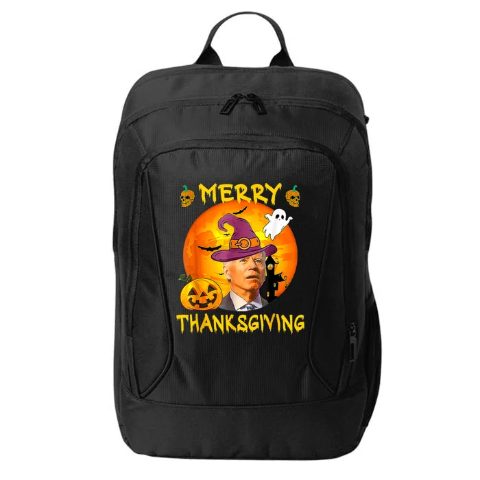 Merry Thanksgiving Funny Joe Biden Confused Hippie Halloween City Backpack