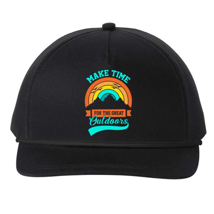 Make Time Foe The Great Outdoors Retro Camping For Camper Snapback Five-Panel Rope Hat