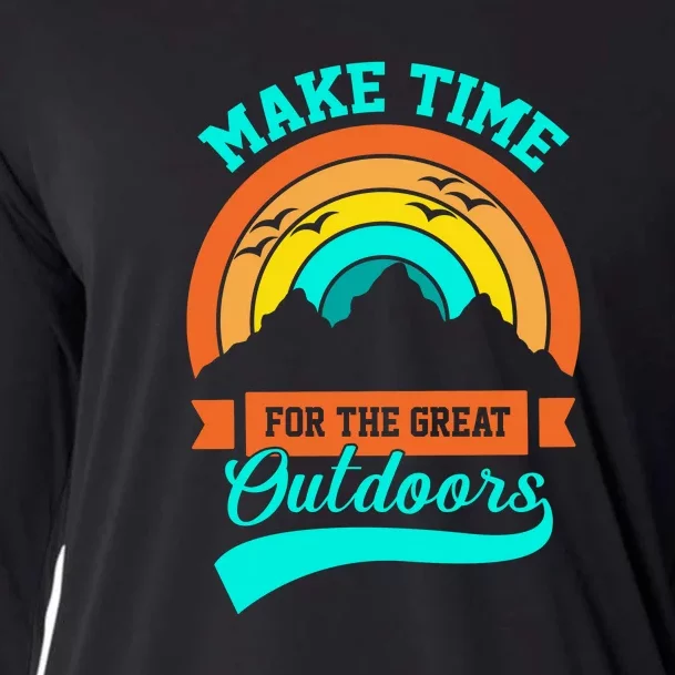 Make Time Foe The Great Outdoors Retro Camping For Camper Cooling Performance Long Sleeve Crew