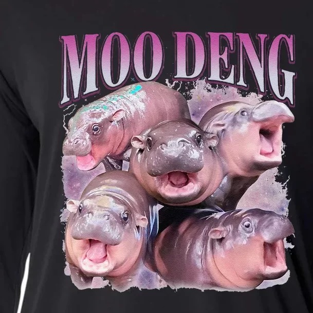 Moodeng The Famous Baby Pigmy Hippo Moodeng Gift Cooling Performance Long Sleeve Crew