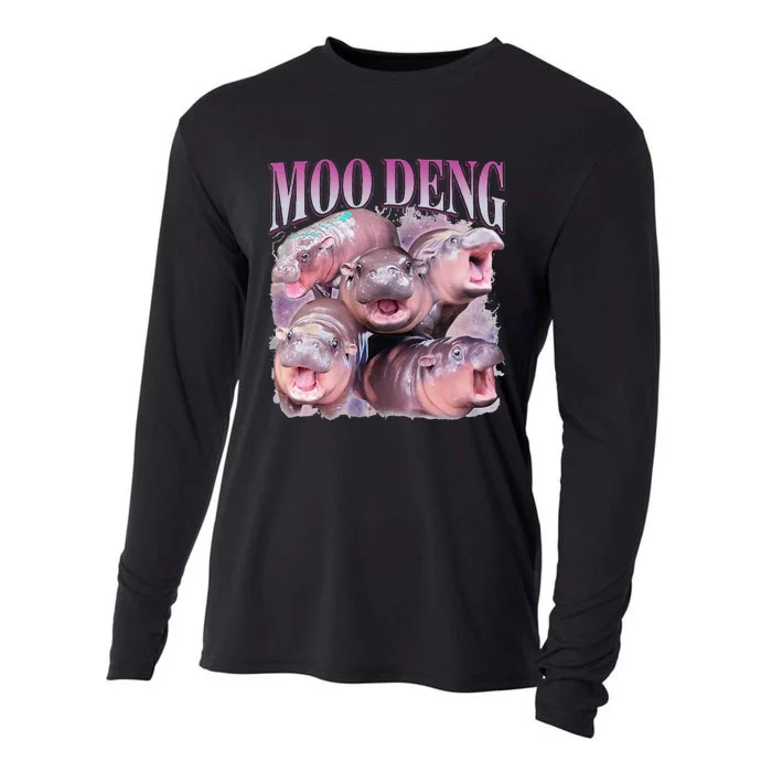 Moodeng The Famous Baby Pigmy Hippo Moodeng Gift Cooling Performance Long Sleeve Crew