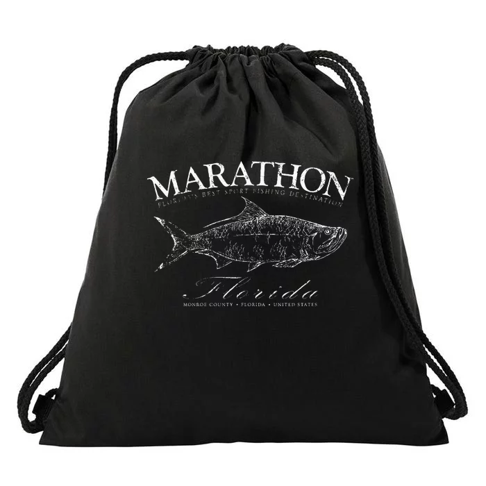 Marathon Tarpon Fishing In Monroe County Florida Keys Drawstring Bag