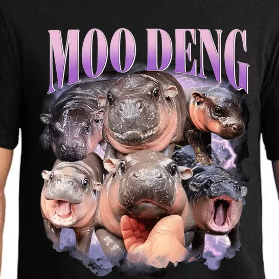 Moodeng The Famous Baby Pigmy Hippo Moodeng Funny Crew Pajama Set