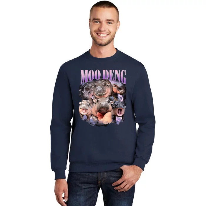 Moodeng The Famous Baby Pigmy Hippo Moodeng Funny Crew Sweatshirt