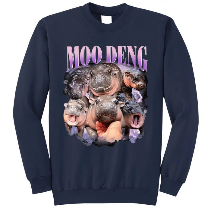 Moodeng The Famous Baby Pigmy Hippo Moodeng Funny Crew Sweatshirt