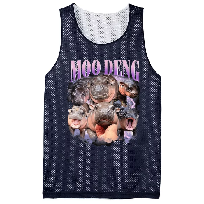 Moodeng The Famous Baby Pigmy Hippo Moodeng Funny Crew Mesh Reversible Basketball Jersey Tank