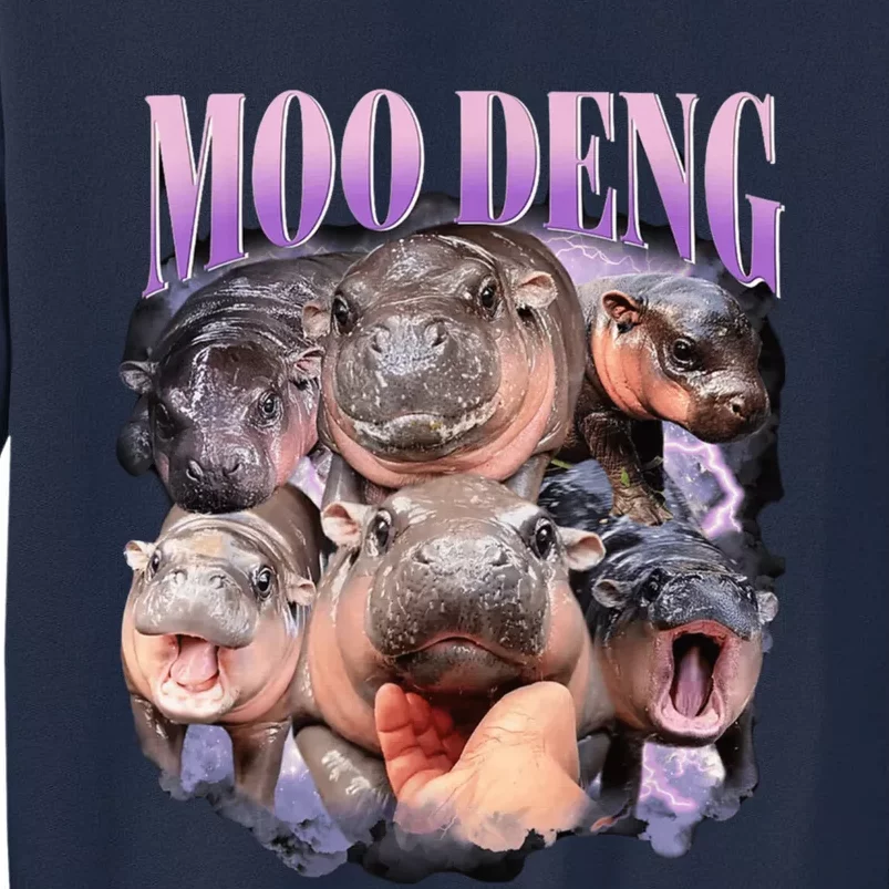 Moodeng The Famous Baby Pigmy Hippo Moodeng Funny Crew Tall Sweatshirt