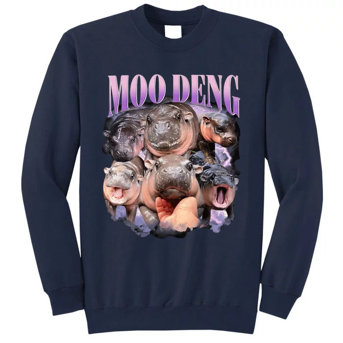 Moodeng The Famous Baby Pigmy Hippo Moodeng Funny Crew Tall Sweatshirt