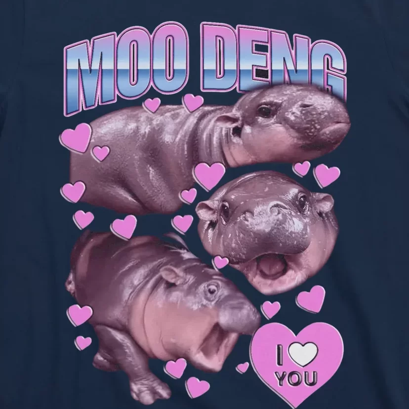 Moodeng The Famous Baby Pigmy Hippo Moodeng Meme Emotional Face T-Shirt