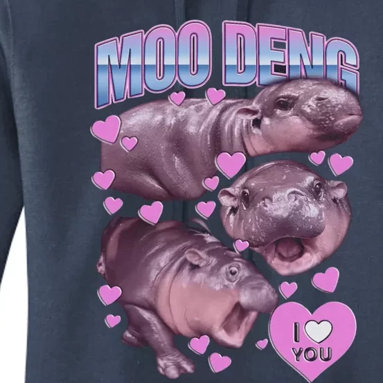 Moodeng The Famous Baby Pigmy Hippo Moodeng Meme Emotional Face Women's Pullover Hoodie