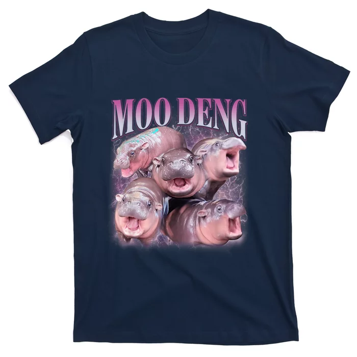 Moodeng The Famous Baby Pigmy Hippo Moodeng 5 Faces Emotional Meme T-Shirt