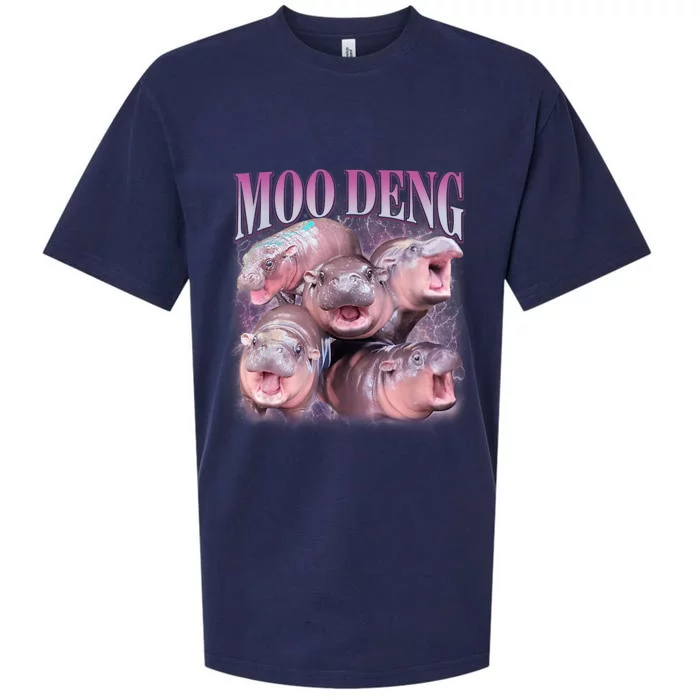 Moodeng The Famous Baby Pigmy Hippo Moodeng 5 Faces Emotional Meme Sueded Cloud Jersey T-Shirt