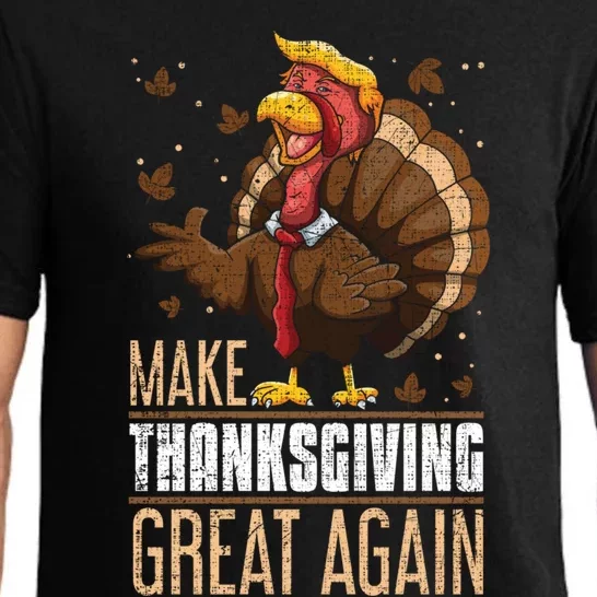 Make Turkey Great Again Funny Thanksgiving Trumpkin Usa Flag Gift Pajama Set