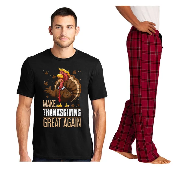 Make Turkey Great Again Funny Thanksgiving Trumpkin Usa Flag Gift Pajama Set