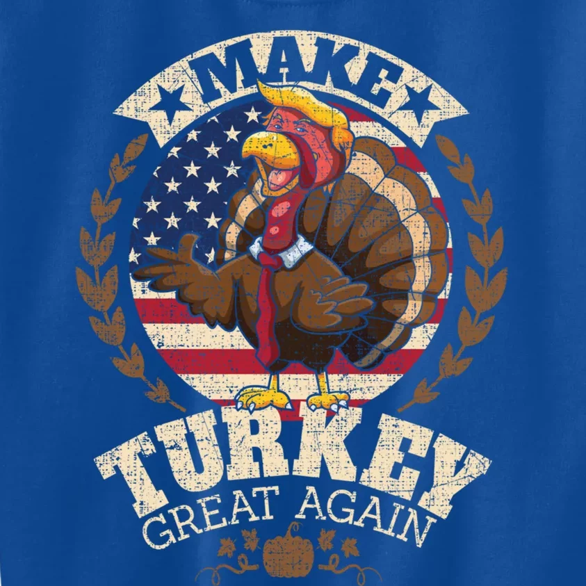 Make Turkey Great Again Grunge Thanksgiving Trumpkin Us Flag Gift Kids Sweatshirt