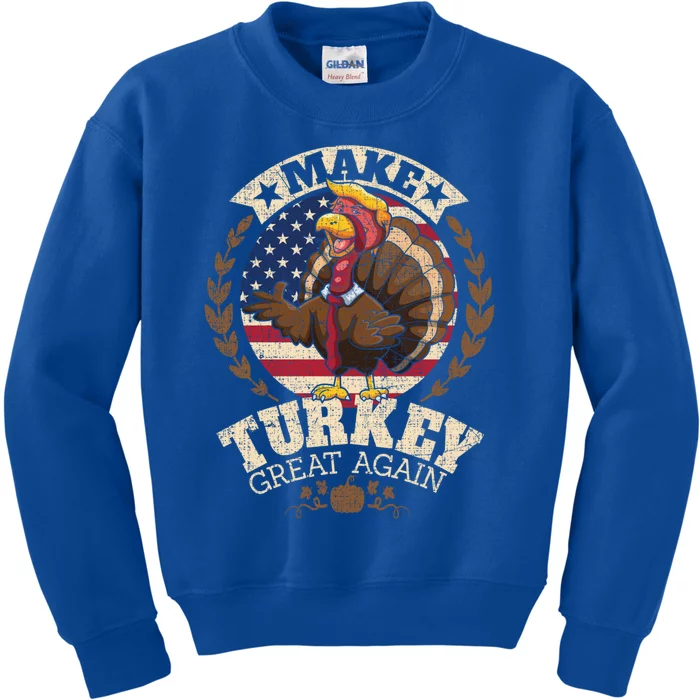 Make Turkey Great Again Grunge Thanksgiving Trumpkin Us Flag Gift Kids Sweatshirt