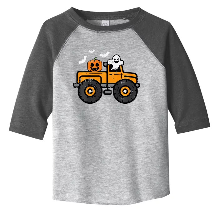 Monster Truck Ghost Pumpkin Halloween Costume Toddler Fine Jersey T-Shirt