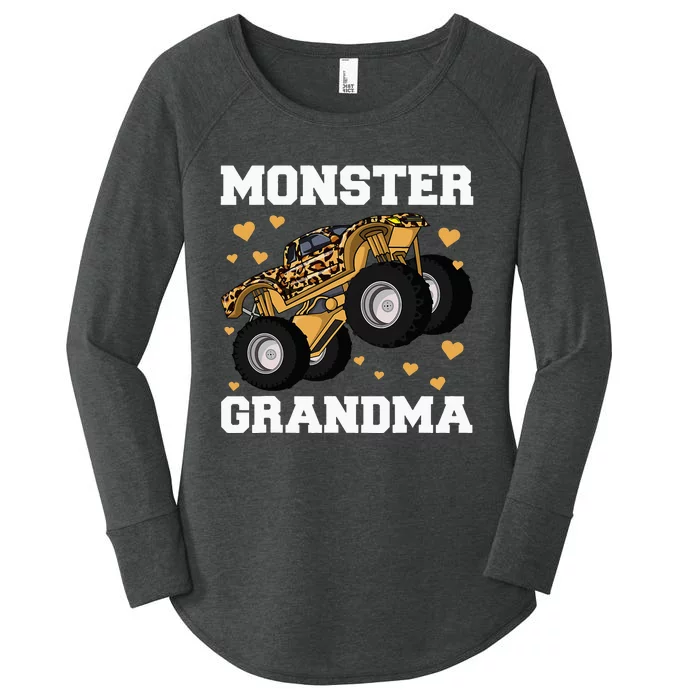 Monster Truck Grandma Leopard Birthday  Grandma Women's Perfect Tri Tunic Long Sleeve Shirt