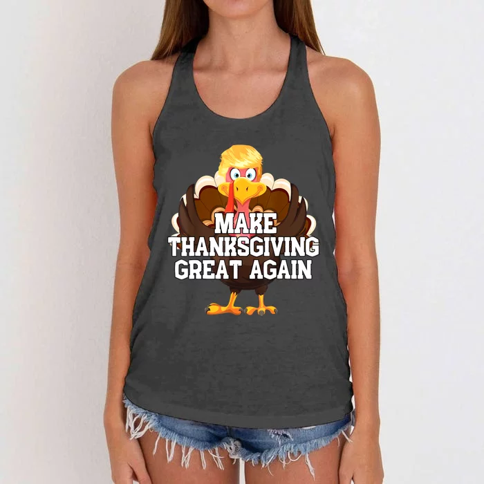 Make Thanksgiving Great Again Trump Turkey Funny Gifts Women's Knotted Racerback Tank