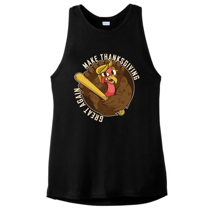 Make Thanksgiving Great Again Pro Trump Turkey Bat Ladies Tri-Blend Wicking Tank