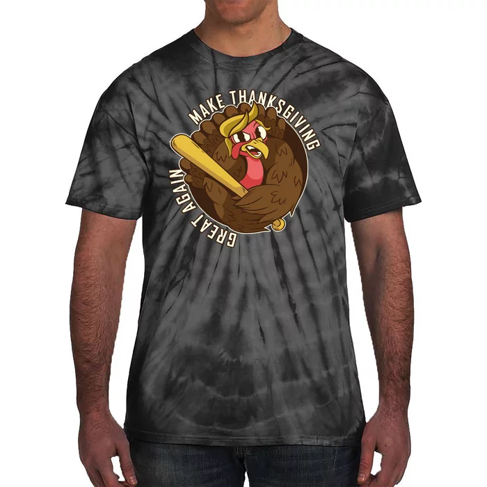 Make Thanksgiving Great Again Pro Trump Turkey Bat Tie-Dye T-Shirt