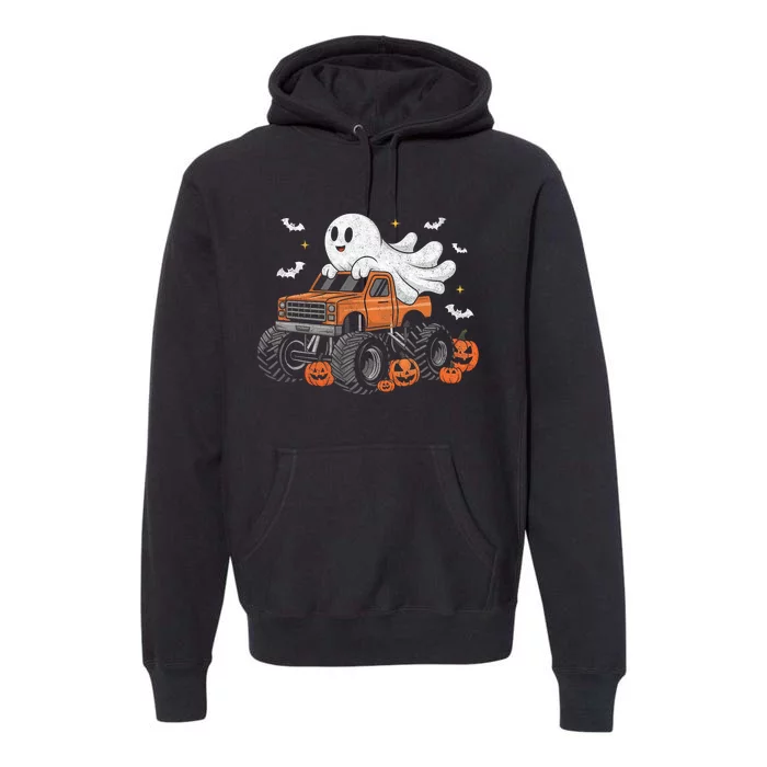 Monster Truck Ghost Pumpkin Halloween Costume Premium Hoodie