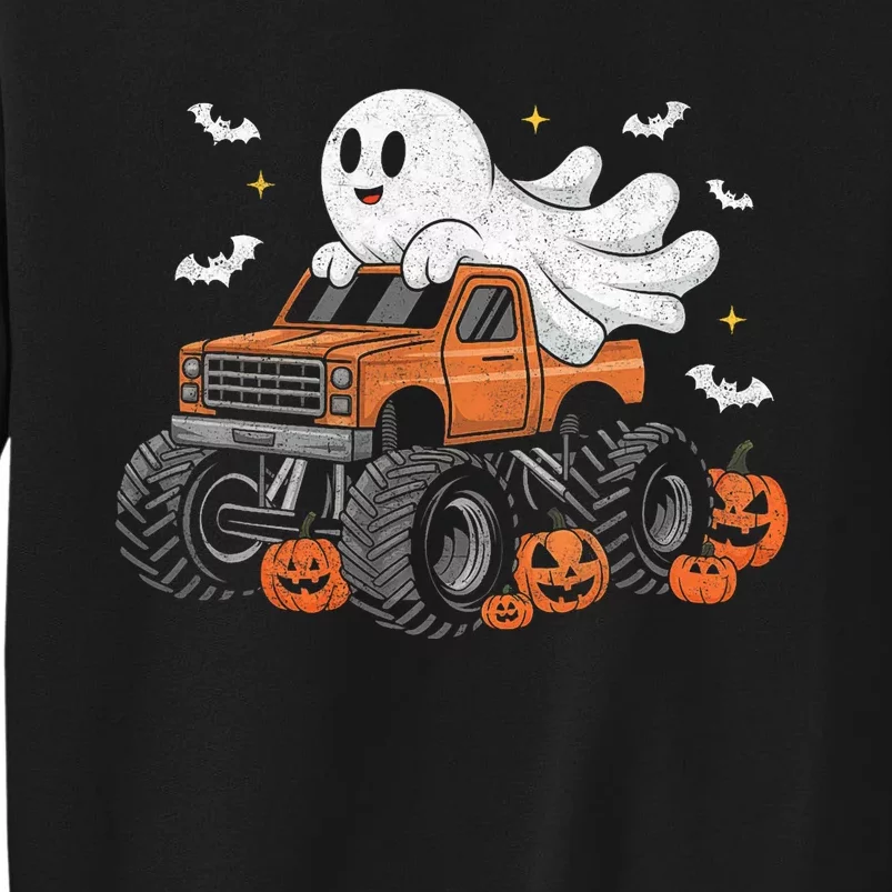 Monster Truck Ghost Pumpkin Halloween Costume Tall Sweatshirt