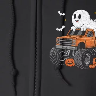 Monster Truck Ghost Pumpkin Halloween Costume Full Zip Hoodie