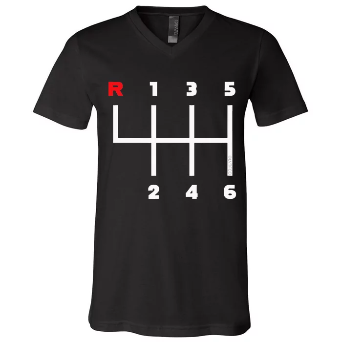 Manual Transmission Gear Shifter Pattern V-Neck T-Shirt