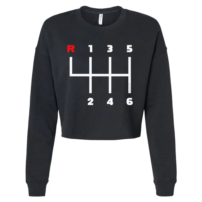 Manual Transmission Gear Shifter Pattern Cropped Pullover Crew