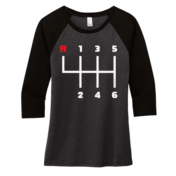 Manual Transmission Gear Shifter Pattern Women's Tri-Blend 3/4-Sleeve Raglan Shirt