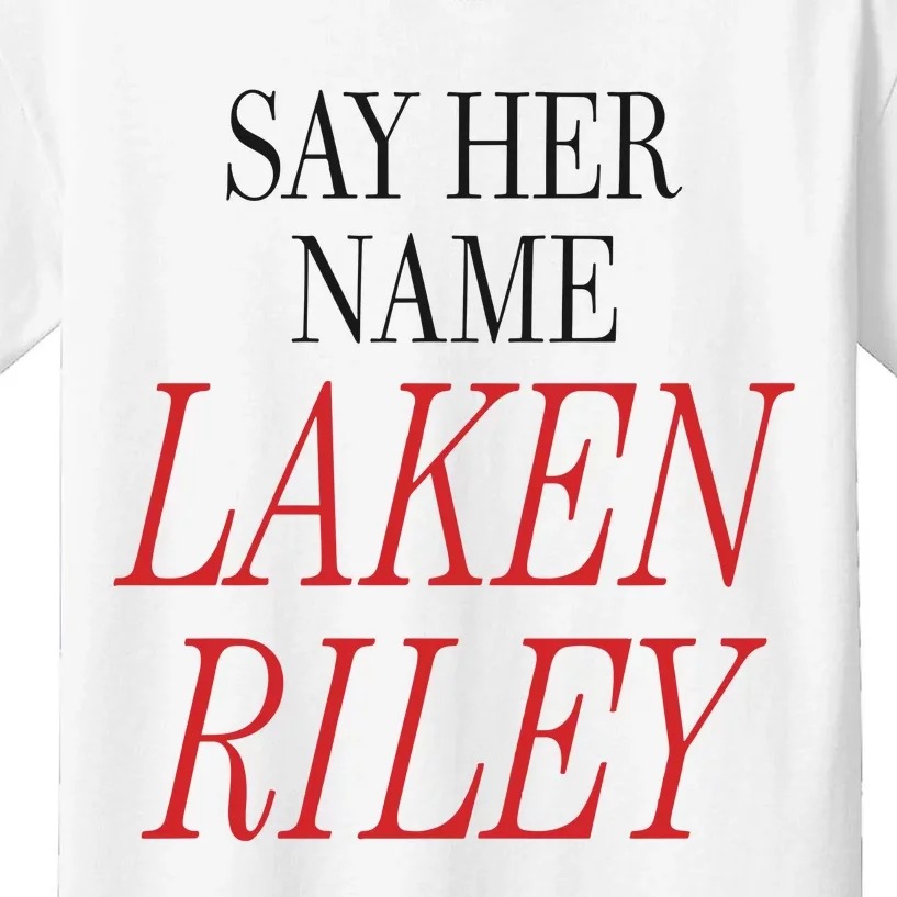 Marjorie Taylor Greene Say Her Name Laken Riley Kids T-Shirt