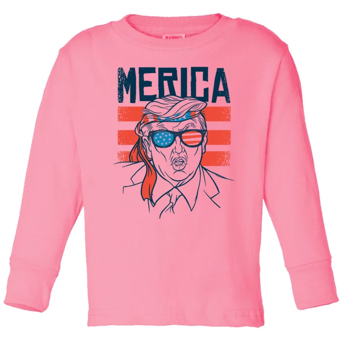 Merica Trump Gift Toddler Long Sleeve Shirt