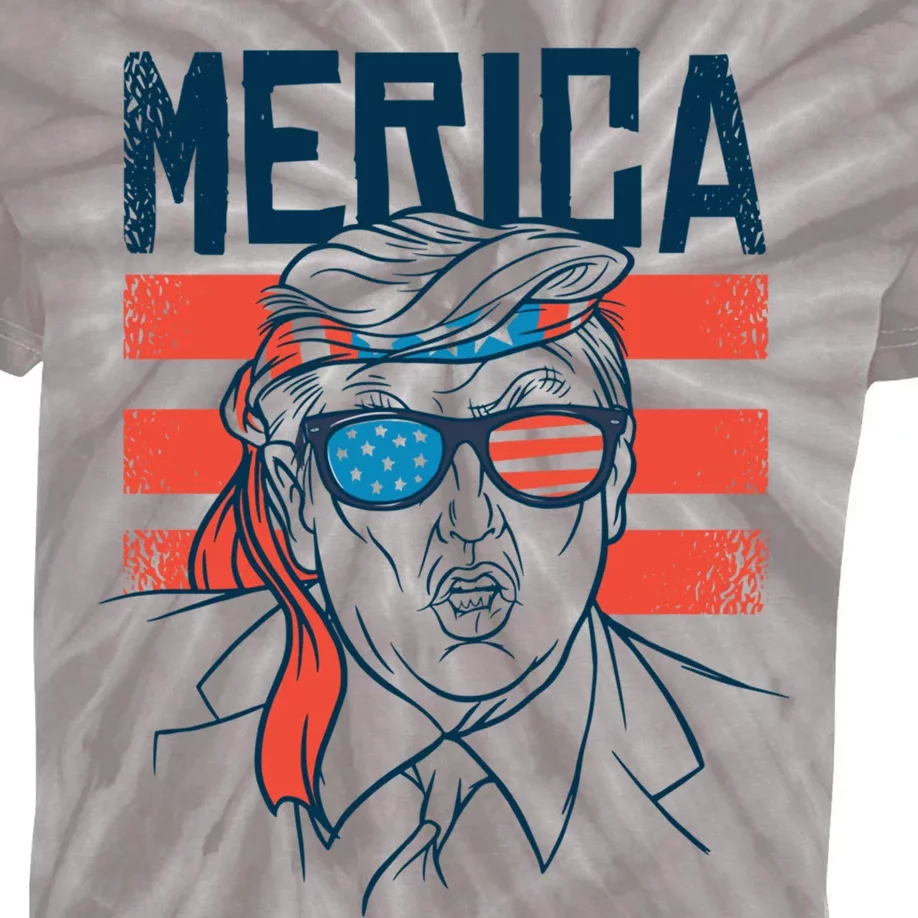 Merica Trump Gift Kids Tie-Dye T-Shirt