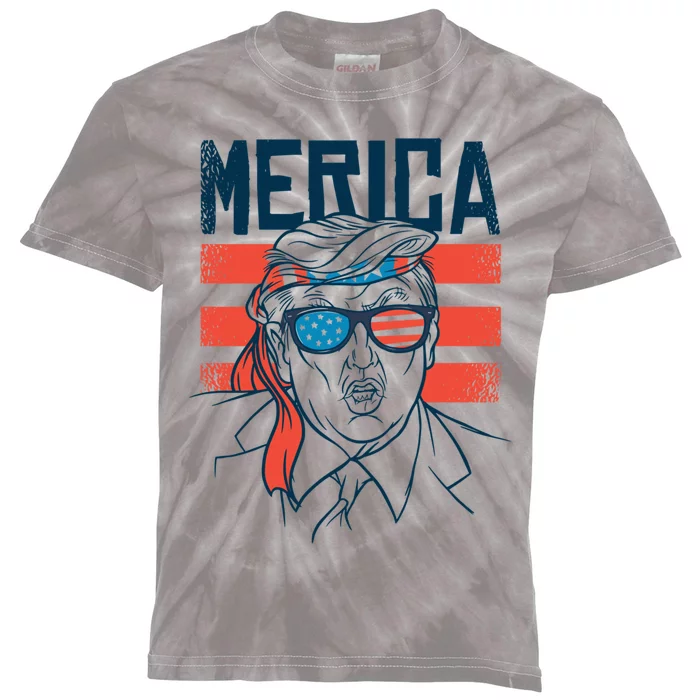 Merica Trump Gift Kids Tie-Dye T-Shirt