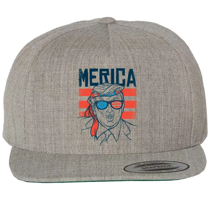 Merica Trump Gift Wool Snapback Cap