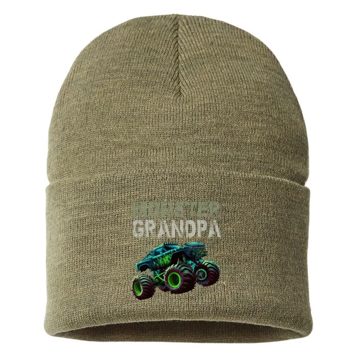 Monster Truck Grandpa Family Matching Monster Truck Lovers Sustainable Knit Beanie