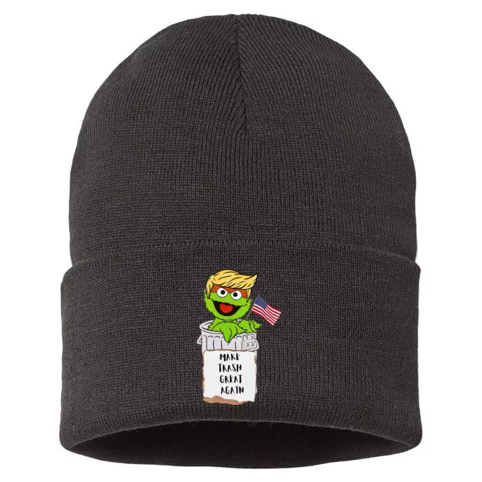 Make Trash Great Again Trump Garbage Reference Sustainable Knit Beanie