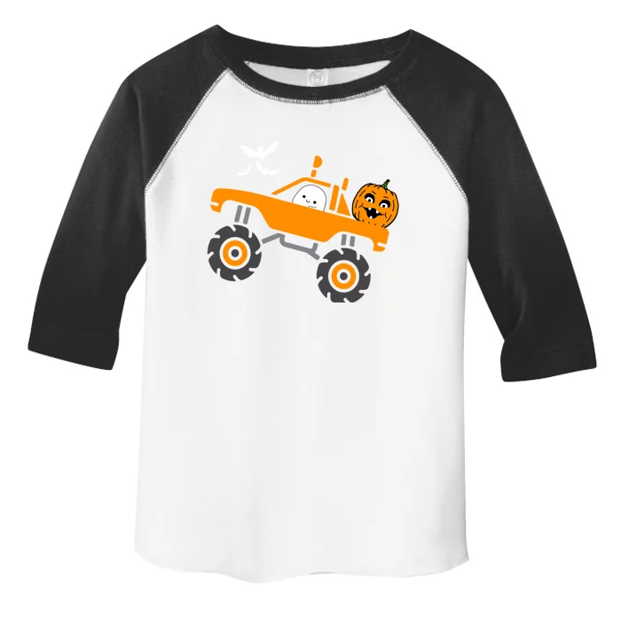 Monster Truck Ghost Pumpkin Halloween Costume Gift Toddler Fine Jersey T-Shirt