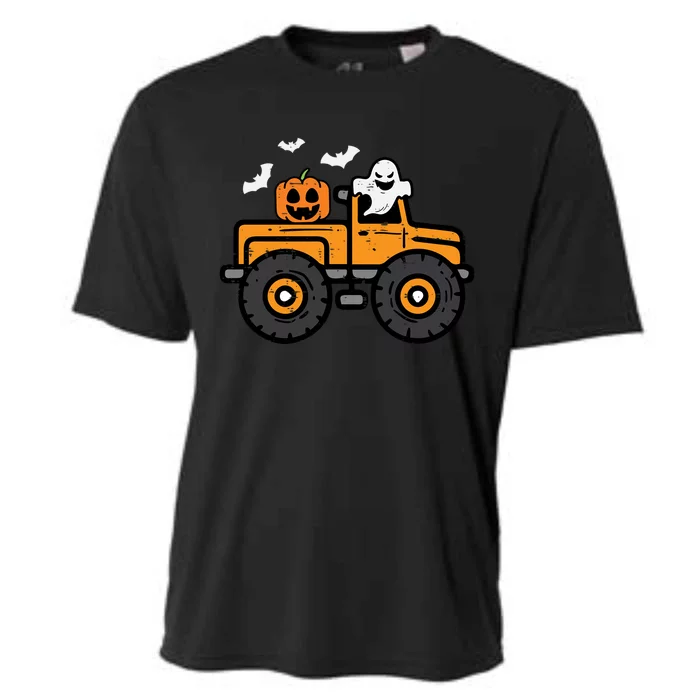 Monster Truck Ghost Pumpkin Halloween Costume Gift Cooling Performance Crew T-Shirt