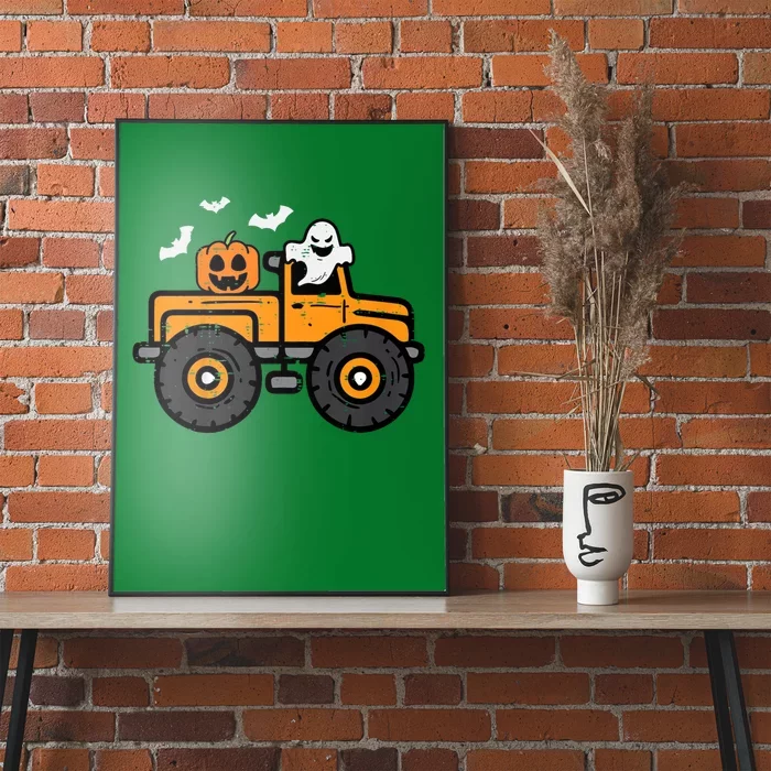 Monster Truck Ghost Pumpkin Halloween Costume Poster